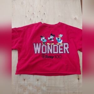 Cropped Disney SWEATSHIRT "Wonder" 100 Years Mickey Junior Sz 15-17.   (A)